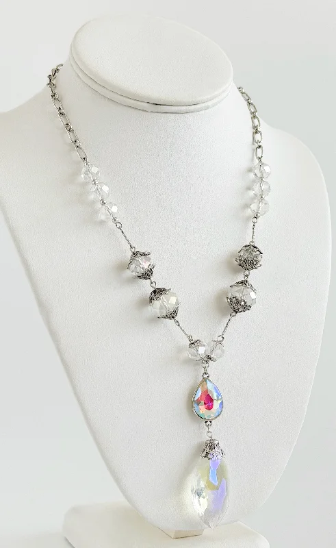 Faceted Gems Briolette Pendant Necklace - Silver