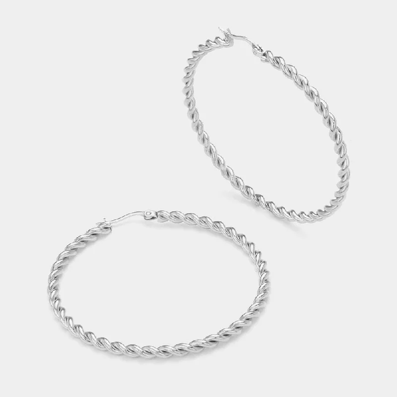 Cable Twist Smooth Hoops