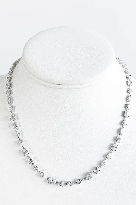 Sterling Silver Pear & Oval Necklace