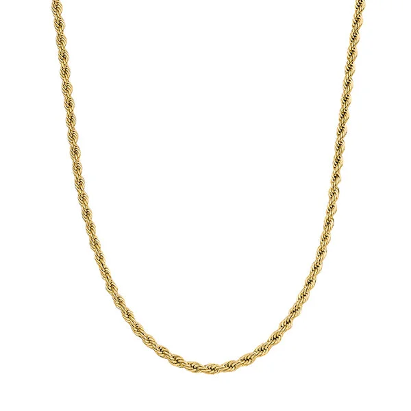 Classy Men 2mm Gold Rope Chain Necklace