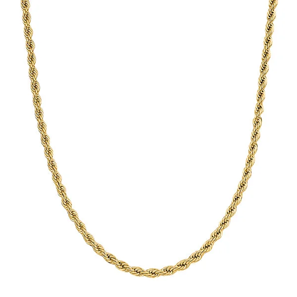 Classy Men 4mm Gold Rope Chain Necklace