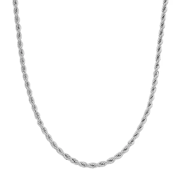 Classy Men 4mm Silver Rope Chain Necklace