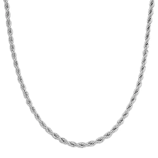 Classy Men 5mm Silver Rope Chain Necklace