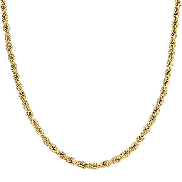 Classy Men 6mm Gold Rope Chain Necklace