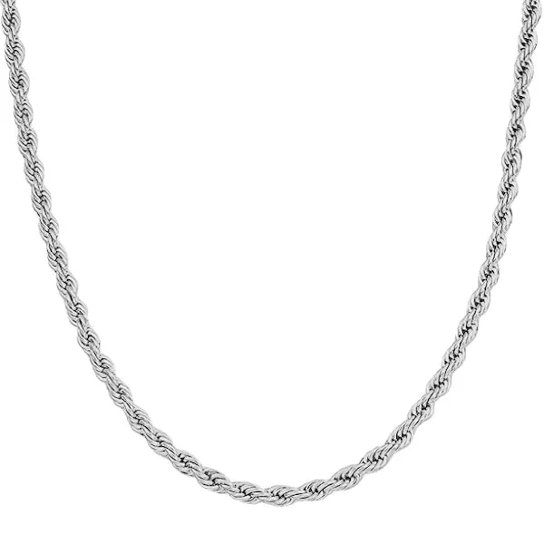 Classy Men 6mm Silver Rope Chain Necklace