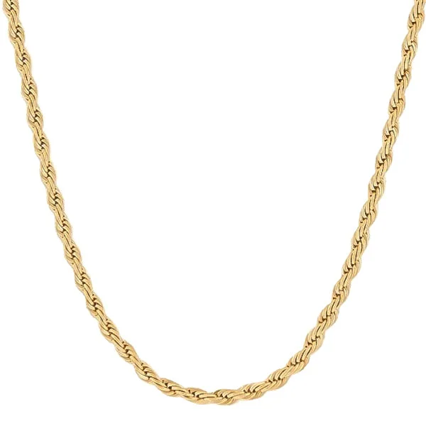 Classy Men 7mm Gold Rope Chain Necklace