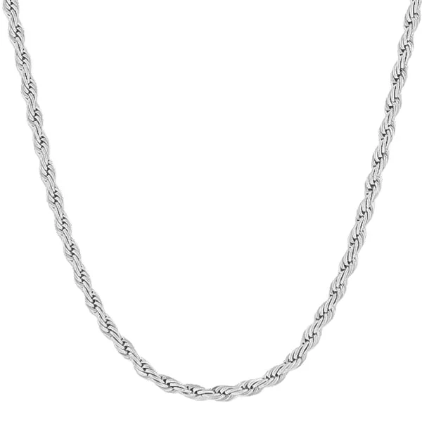 Classy Men 7mm Silver Rope Chain Necklace