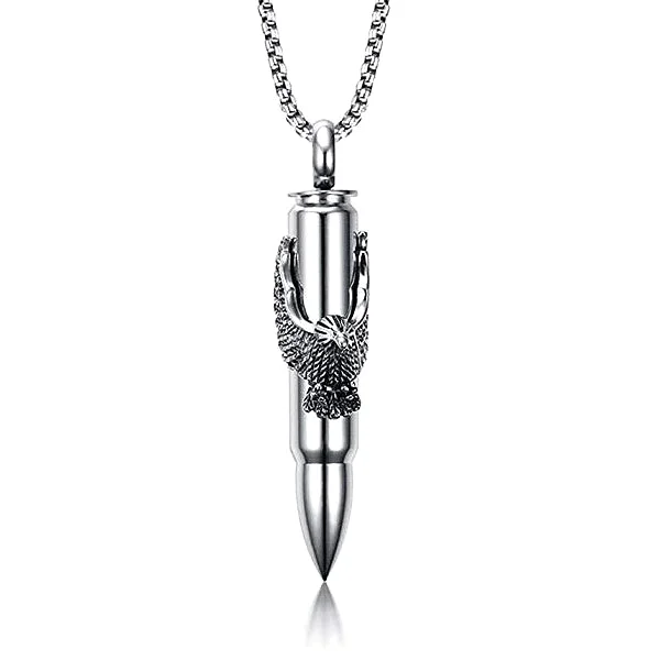 Classy Men Eagle Bullet Pendant Necklace