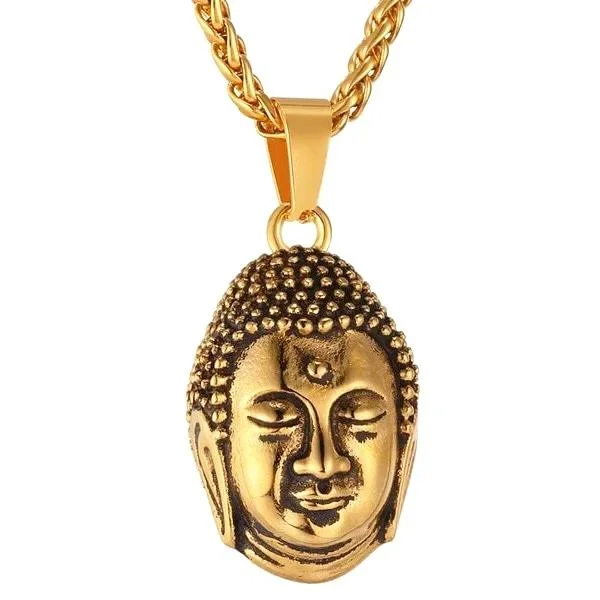 Classy Men Gold Buddha Pendant Necklace