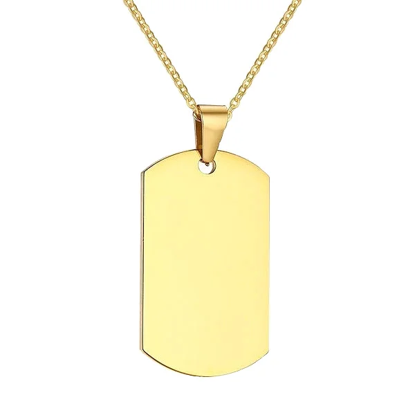 Classy Men Gold Dog Tag Pendant Necklace