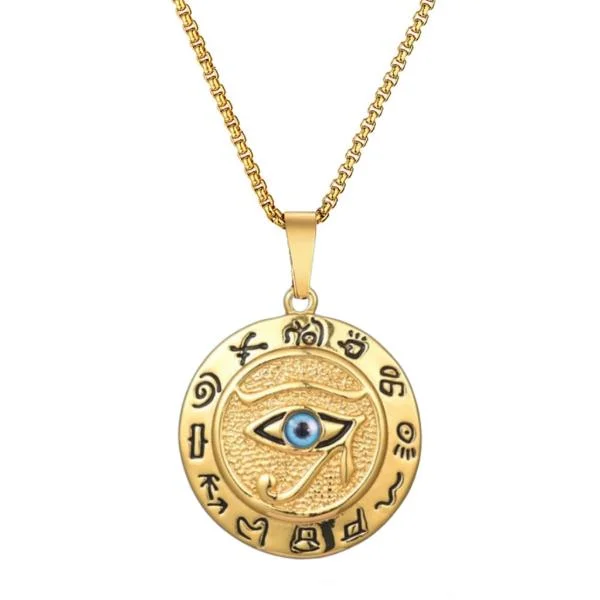 Classy Men Gold Eye Of Horus Pendant Necklace