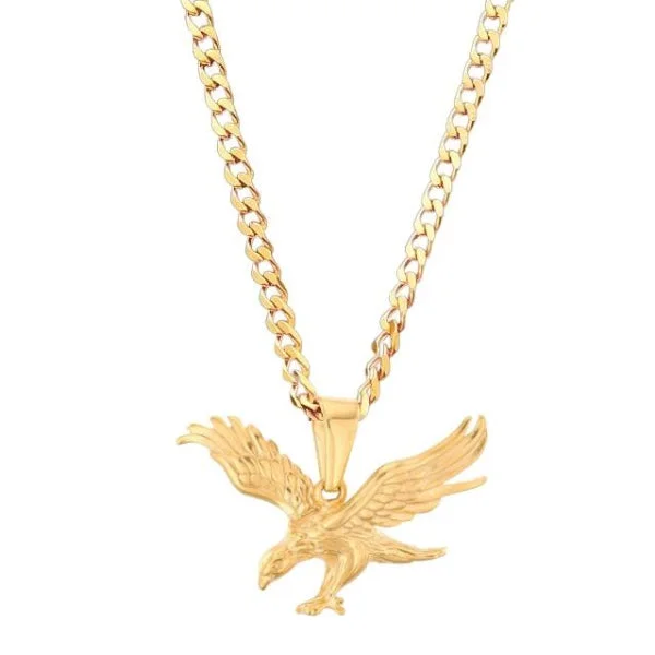 Classy Men Gold Hunting Eagle Pendant Necklace