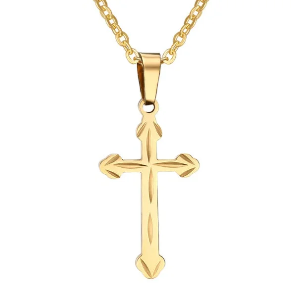 Classy Men Gold Orthodox Cross Pendant Necklace