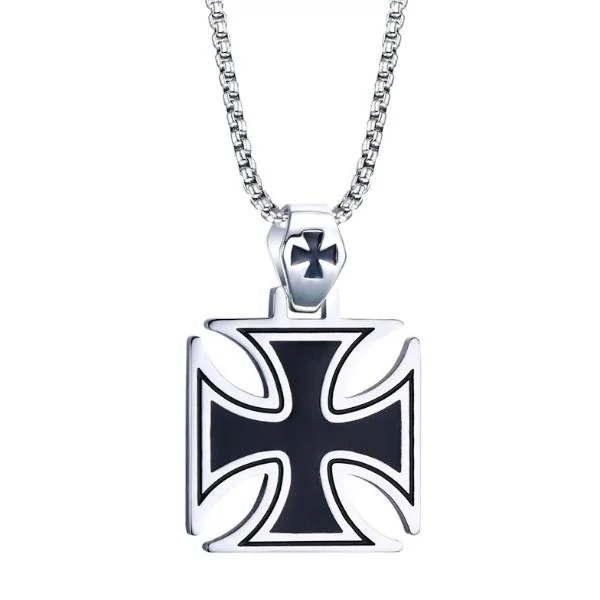 Classy Men Iron Cross Pendant Necklace