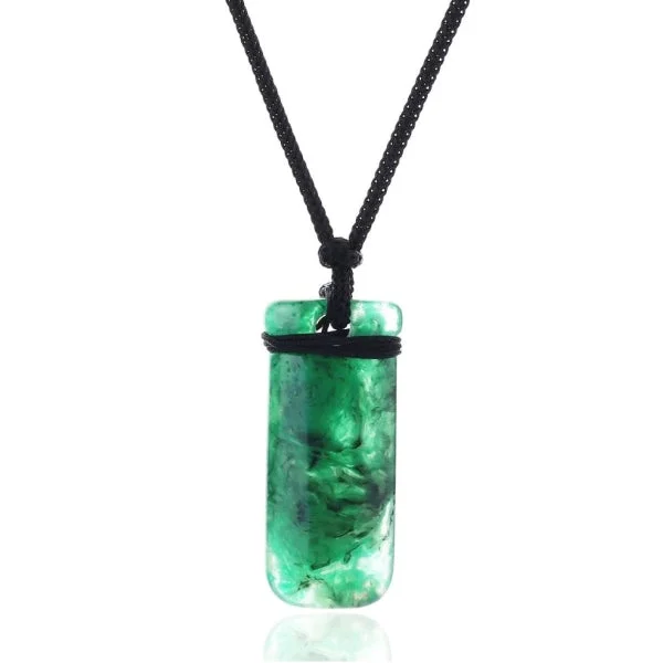 Classy Men Jade Green Resin Pendant Necklace