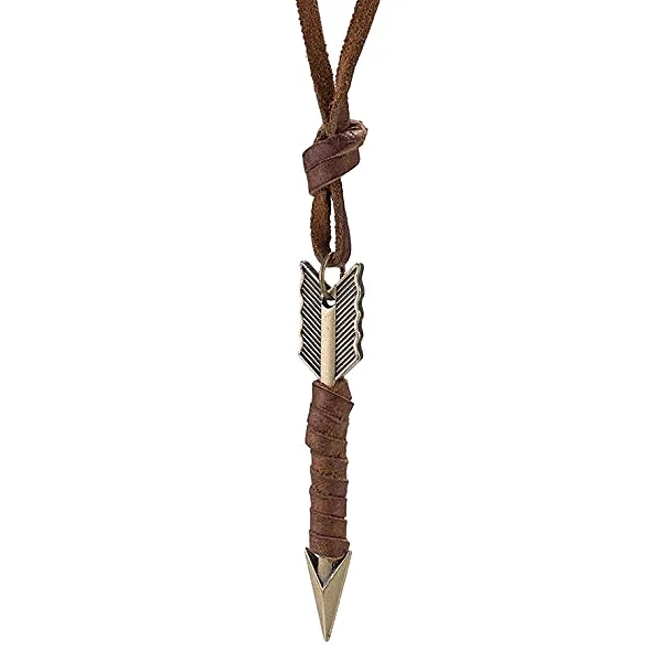 Classy Men Leather Arrow Pendant Necklace