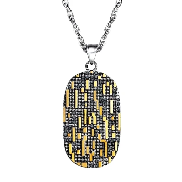 Classy Men Matrix Dog Tag Pendant Necklace