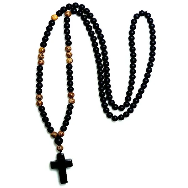 Classy Men Rosary Cross Pendant Necklace