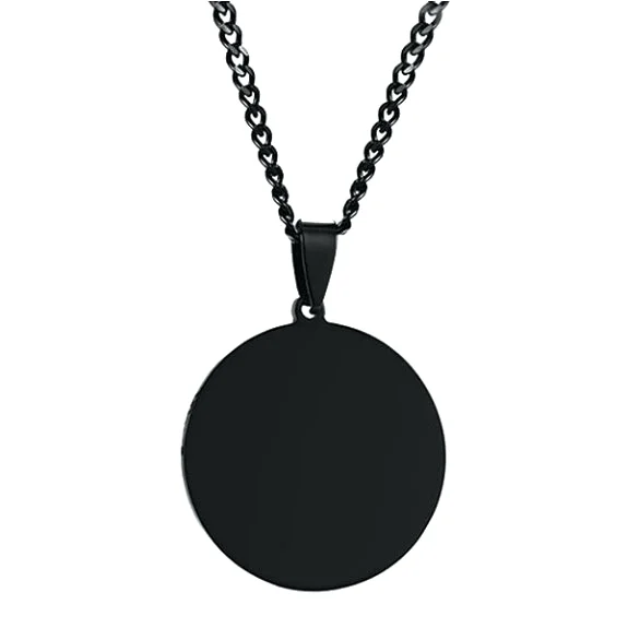 Classy Men Round Black Pendant Necklace