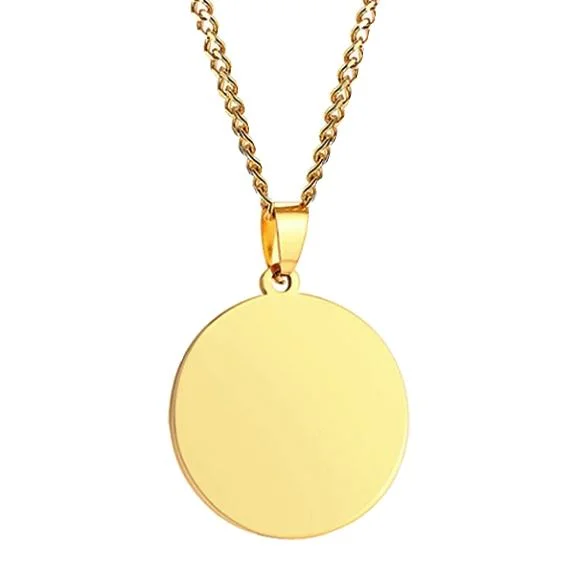 Classy Men Round Gold Pendant Necklace