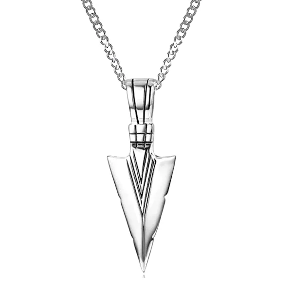 Classy Men Silver Arrowhead Pendant Necklace