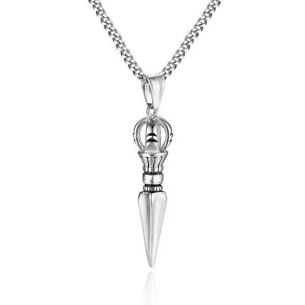 Classy Men Silver Dagger Pendant Necklace