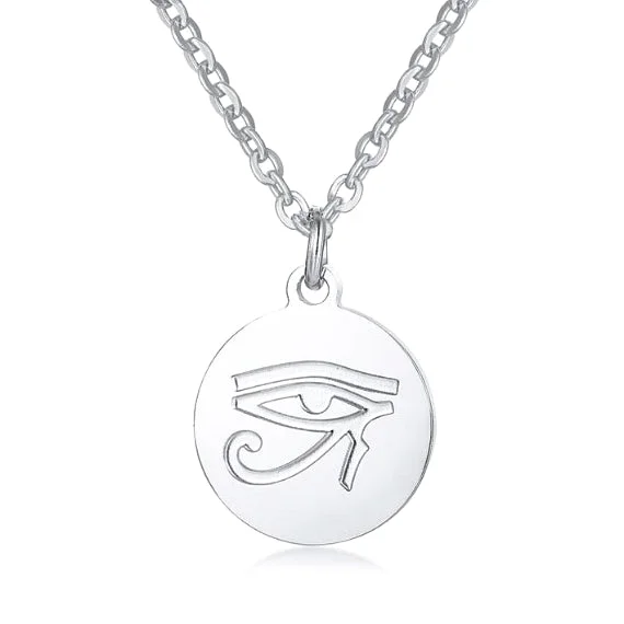 Classy Men Silver Eye Of Ra Pendant Necklace