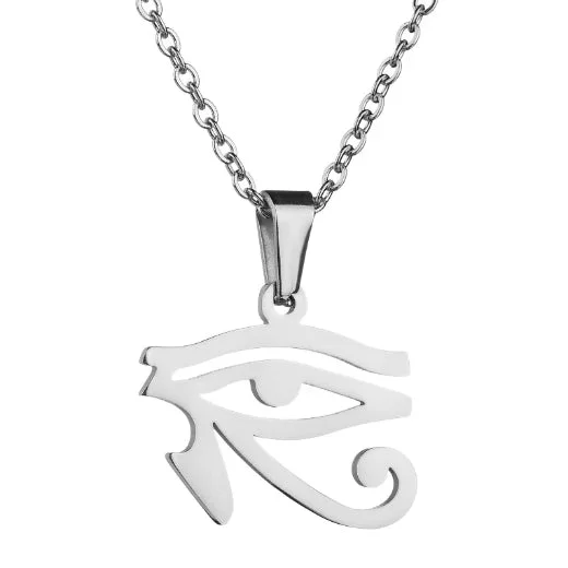 Classy Men Silver Egyptian Eye Pendant Necklace