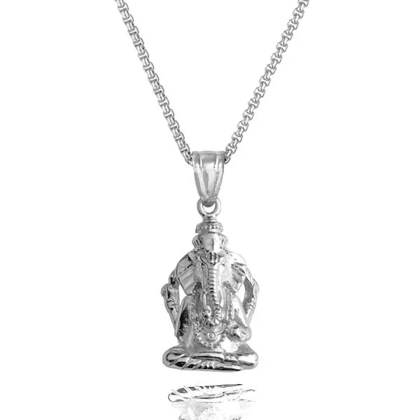 Classy Men Silver Ganesh Pendant Necklace