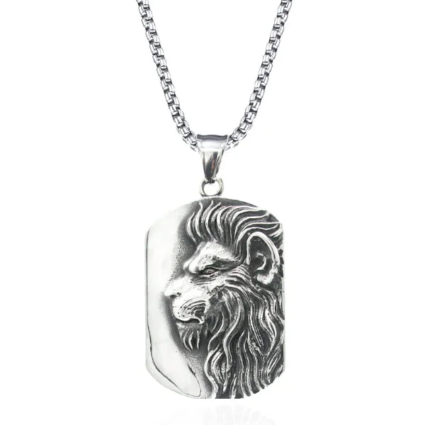 Classy Men Silver Lion Pendant Necklace