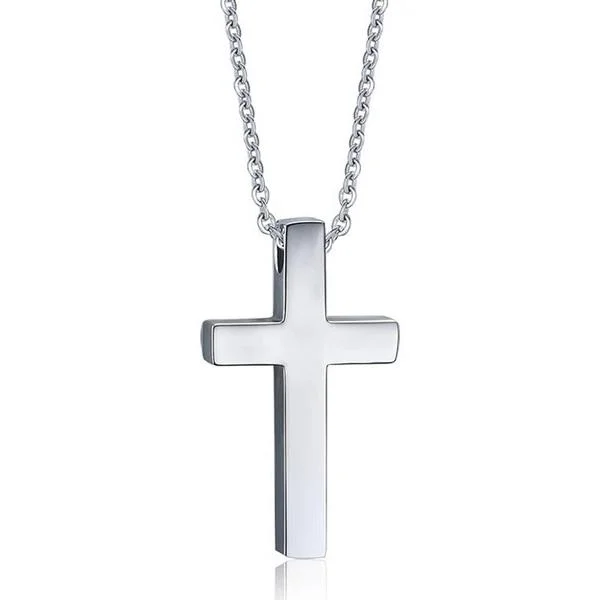 Classy Men Simple Silver Cross Pendant Necklace