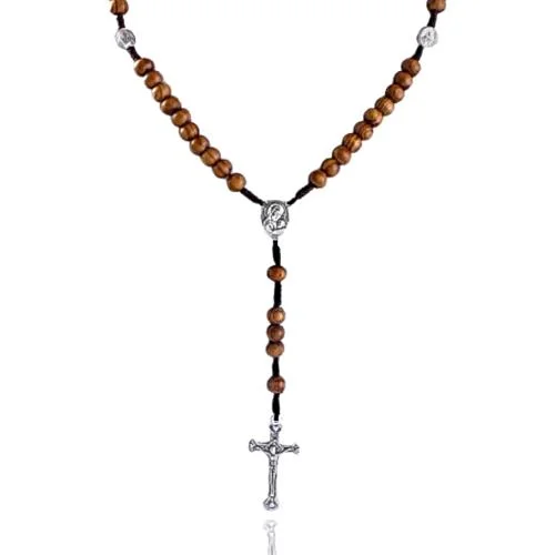 Classy Men Wooden Rosary Bead Necklace