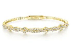 14K Yellow Gold Twisted Diamond Bangle