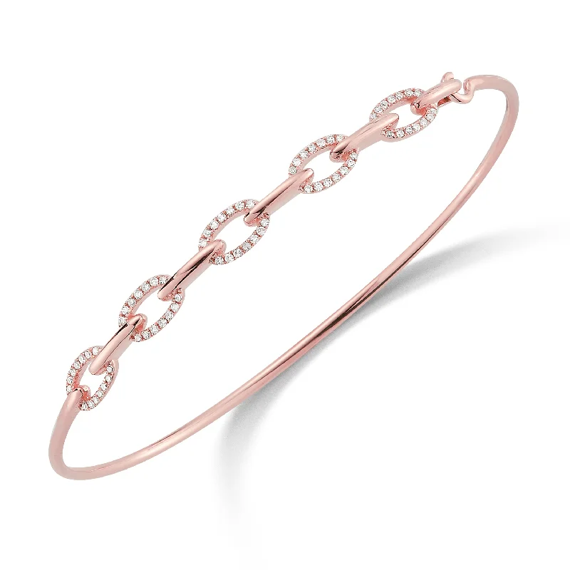 Diamond Half-Way Chain Link Bangle Bracelet