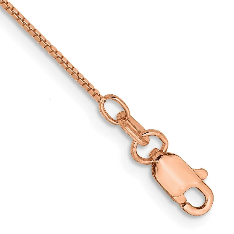 14k Rose Gold Box Chain Anklet, 10" (W-0.7mm)