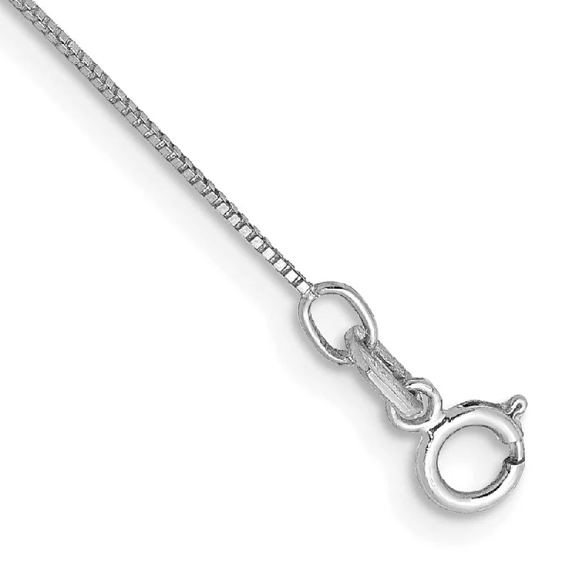 14k White Gold 0.5mm Box with Lobster Clasp Chain Anklet, 10"