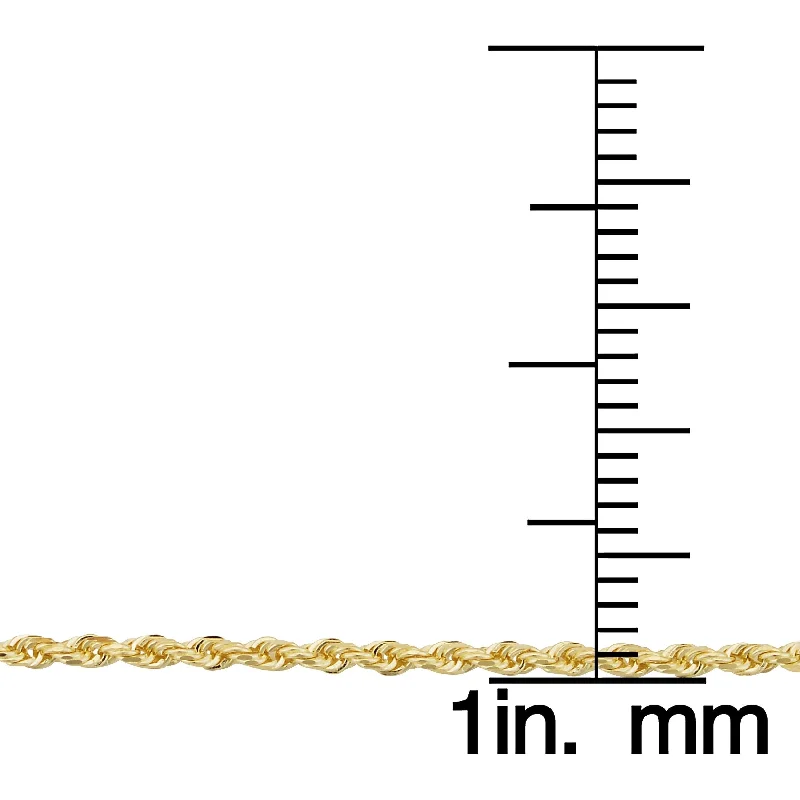 14k Yellow Gold 1.5 millimeter Rope Chain Anklet (10 inches)