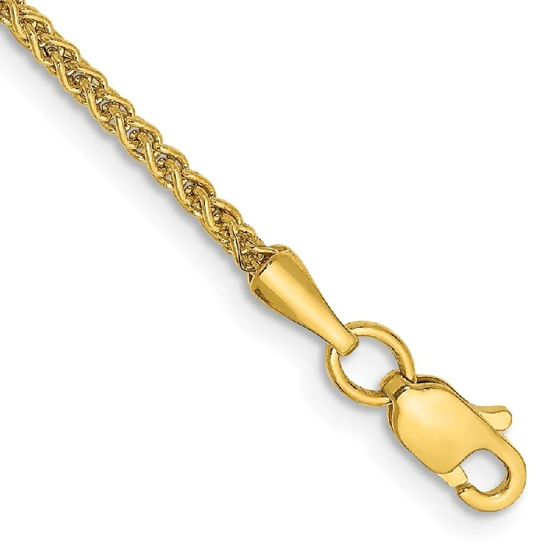 14k Yellow Gold 1.55mm Semi-Solid Wheat Chain Anklet, 10"