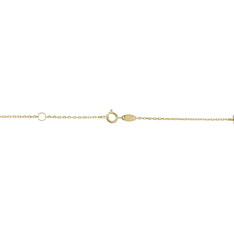 14k Yellow Gold Mother of Pearl Butterfly Station Anklet (adjusts to 9 or 10 inches)