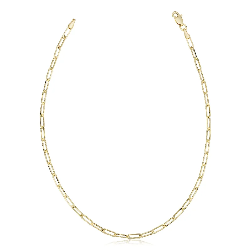 14k Yellow Gold Paperclip Chain Anklet (2.5 millimeters, 10 inches)