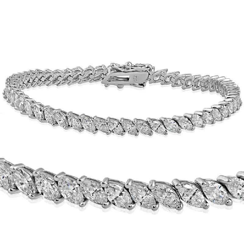 18k White Gold 6.46 ct TDW Marquise Diamond Tennis Bracelet