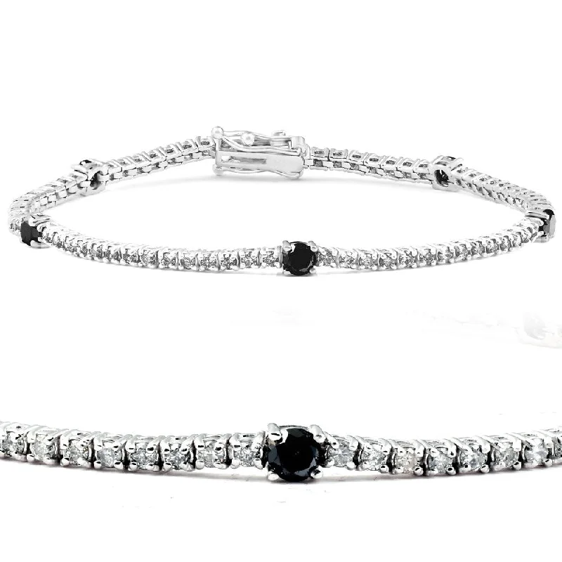 2 1/4 Ct Black & White Diamond Tennis Bracelet