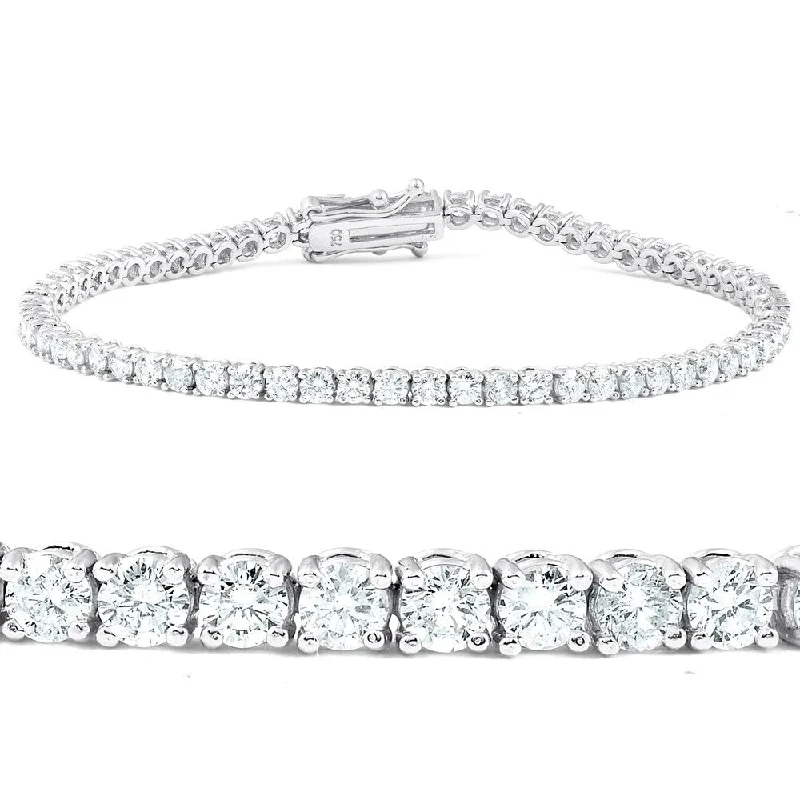 4.28 Ct Diamond Tennis Bracelet 14k White Gold 7"