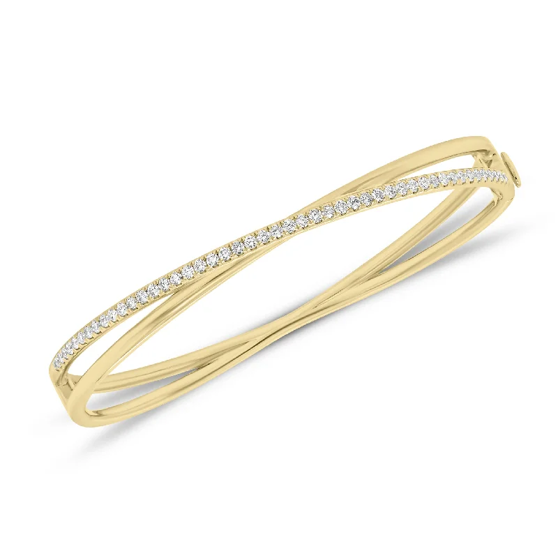 Diamond Slim Crossover Bangle Bracelet