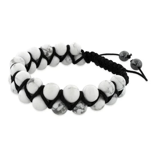 8MM Howlite Bead 2 Layer Shamballa Bracelet