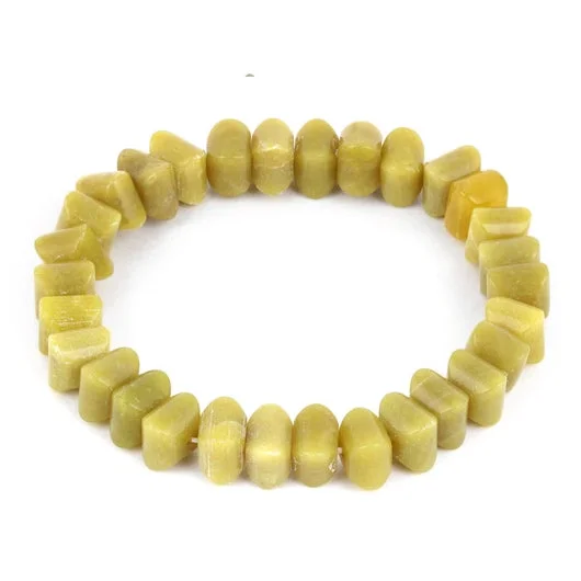 8mm Pumpkin Olive Jade Gem Stone Bracelet