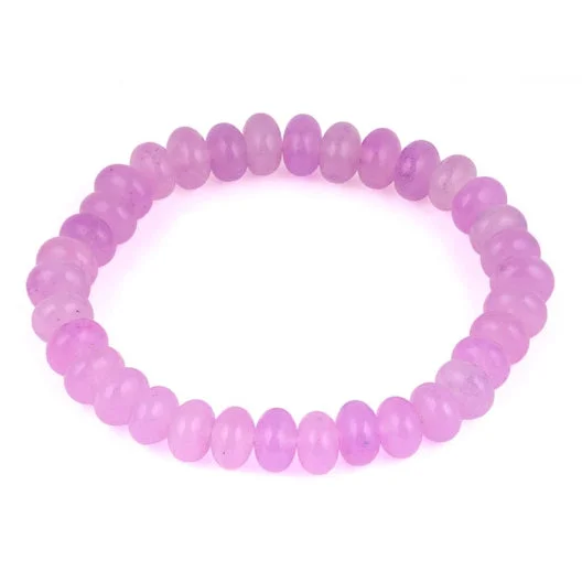 8mm Purple Jade Puffy Rondelle Gem Stone Bracelet