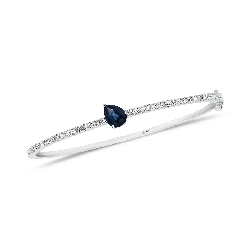 Pear-Shaped Sapphire & Diamond Bangle Bracelet