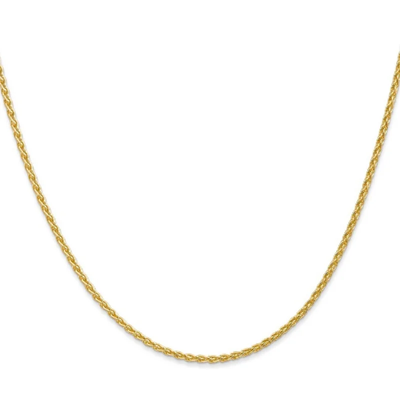 Curata 10k Yellow Gold 1.9mm Parisian Wheat Chain Bracelet