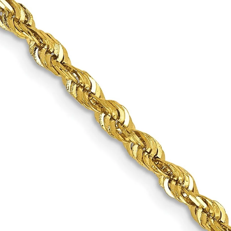 Curata 10k Yellow Gold 2.75mm Sparkle Cut Extra Lite Rope Chain Bracelet